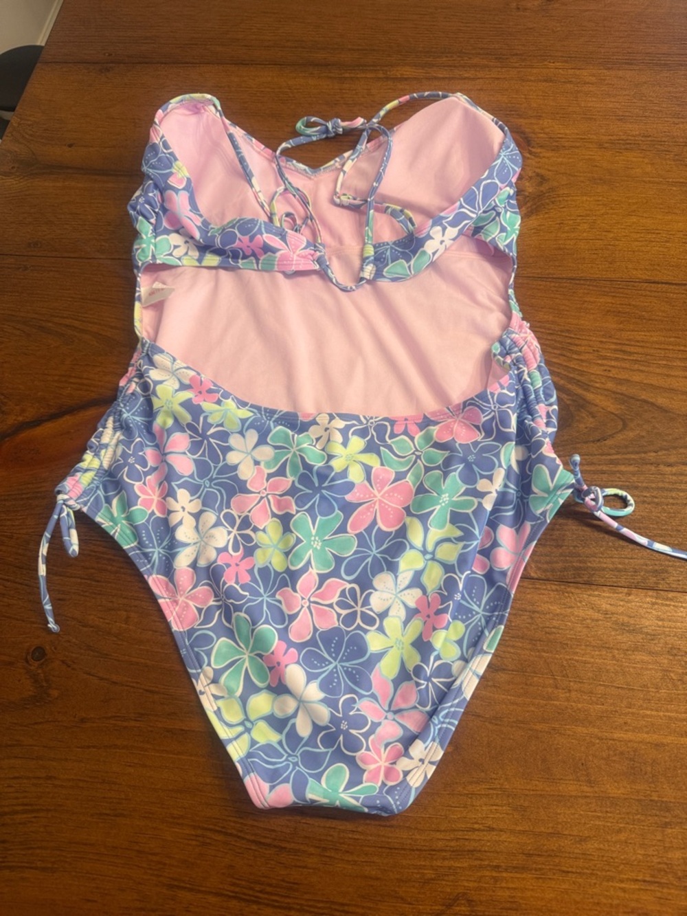 Ninety womens’ Floral One-Piece Swimsuit - Pastel Blue, Pink, Green, Yellow - Picture 3 of 5